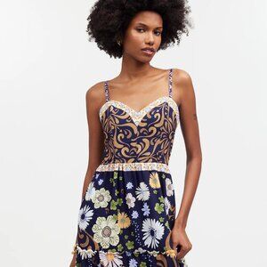 Agua Bendita Suzie La Boheme S Maxi Dress Floral Blue Sleeveless NWT